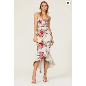 B16 Elle Zeitoune Mermaid Bodycon Floral Dress Womens XS